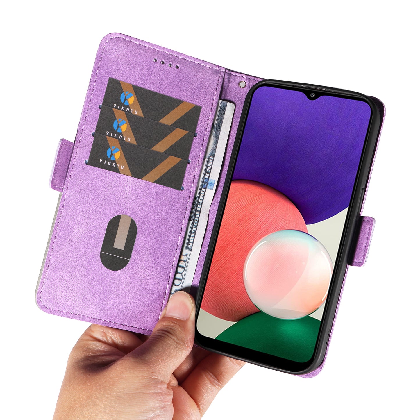 For Samsung Galaxy A22 4G (EU Version) / M32 (India Version) / M32 (Global Version) 4G / F22 / M22 Wallet Stand Leather Case Rhombus Imprinted Phone Cover