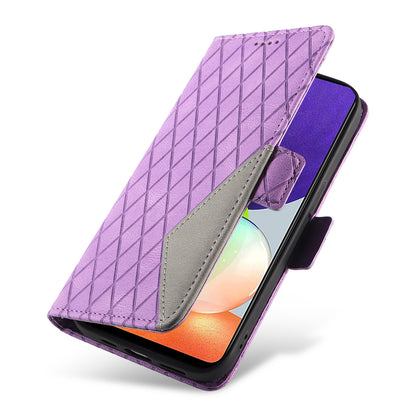 For Samsung Galaxy A22 4G (EU Version) / M32 (India Version) / M32 (Global Version) 4G / F22 / M22 Wallet Stand Leather Case Rhombus Imprinted Phone Cover