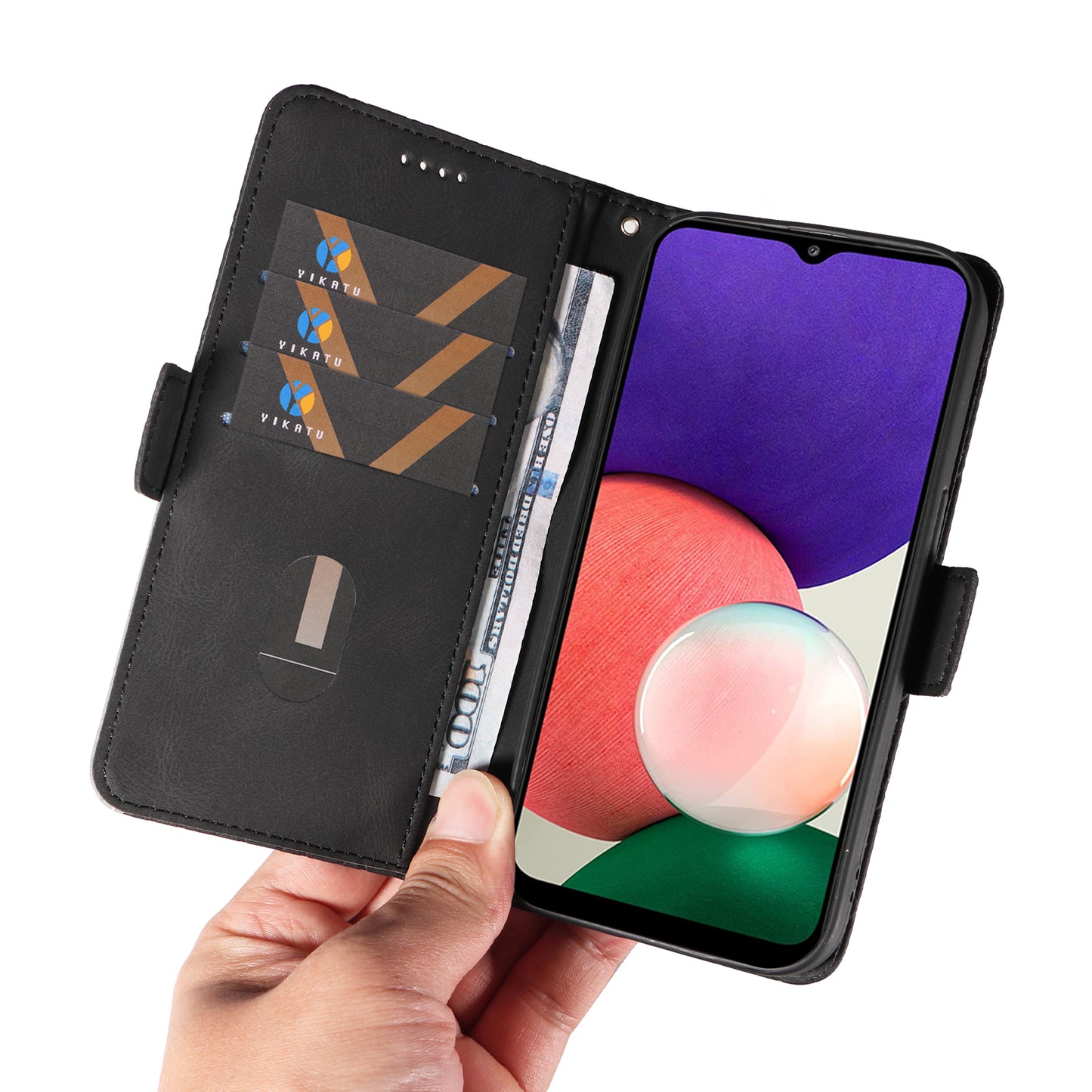 For Samsung Galaxy A22 4G (EU Version) / M32 (India Version) / M32 (Global Version) 4G / F22 / M22 Wallet Stand Leather Case Rhombus Imprinted Phone Cover