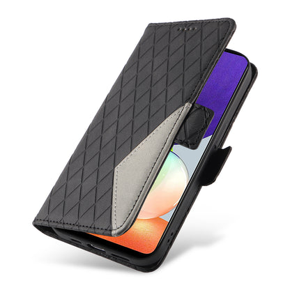 For Samsung Galaxy A22 4G (EU Version) / M32 (India Version) / M32 (Global Version) 4G / F22 / M22 Wallet Stand Leather Case Rhombus Imprinted Phone Cover