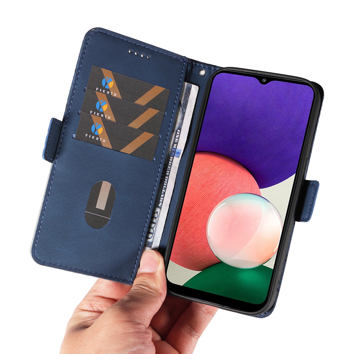For Samsung Galaxy A22 4G (EU Version) / M32 (India Version) / M32 (Global Version) 4G / F22 / M22 Wallet Stand Leather Case Rhombus Imprinted Phone Cover