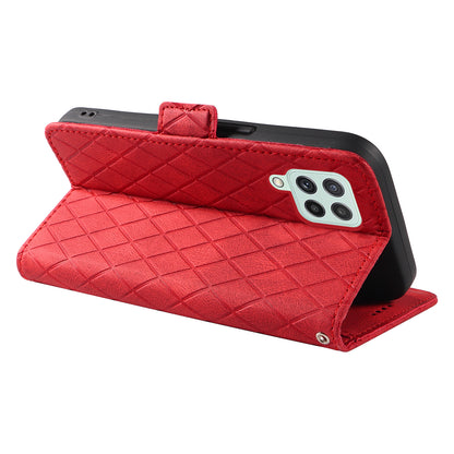 For Samsung Galaxy A22 4G (EU Version) / M32 (India Version) / M32 (Global Version) 4G / F22 / M22 Wallet Stand Leather Case Rhombus Imprinted Phone Cover