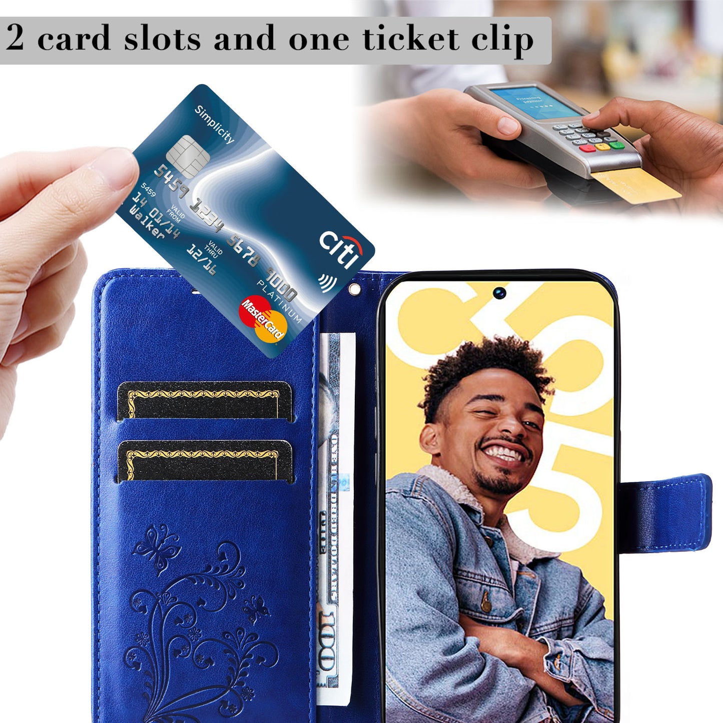 KT Imprinting Flower Series-2 For Realme C55 PU Leather Wallet Case Butterfly Imprinted Stand Phone Cover