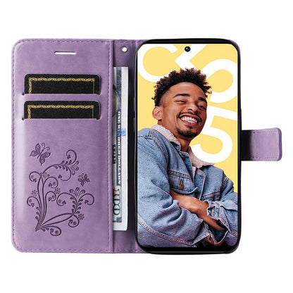 KT Imprinting Flower Series-2 For Realme C55 PU Leather Wallet Case Butterfly Imprinted Stand Phone Cover