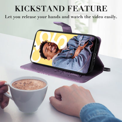 KT Imprinting Flower Series-2 For Realme C55 PU Leather Wallet Case Butterfly Imprinted Stand Phone Cover