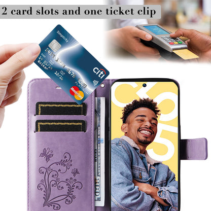 KT Imprinting Flower Series-2 For Realme C55 PU Leather Wallet Case Butterfly Imprinted Stand Phone Cover