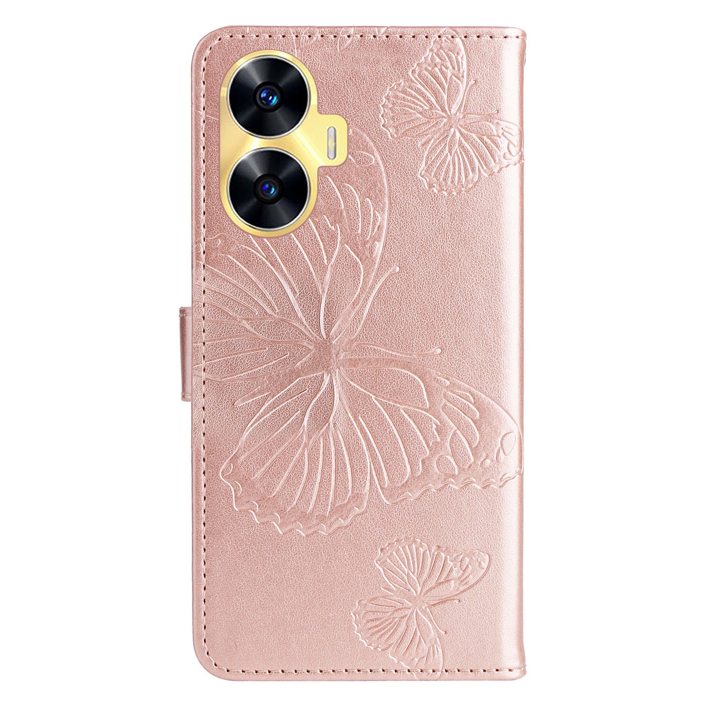KT Imprinting Flower Series-2 For Realme C55 PU Leather Wallet Case Butterfly Imprinted Stand Phone Cover