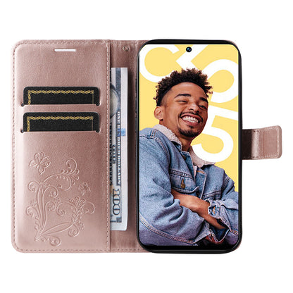 KT Imprinting Flower Series-2 For Realme C55 PU Leather Wallet Case Butterfly Imprinted Stand Phone Cover