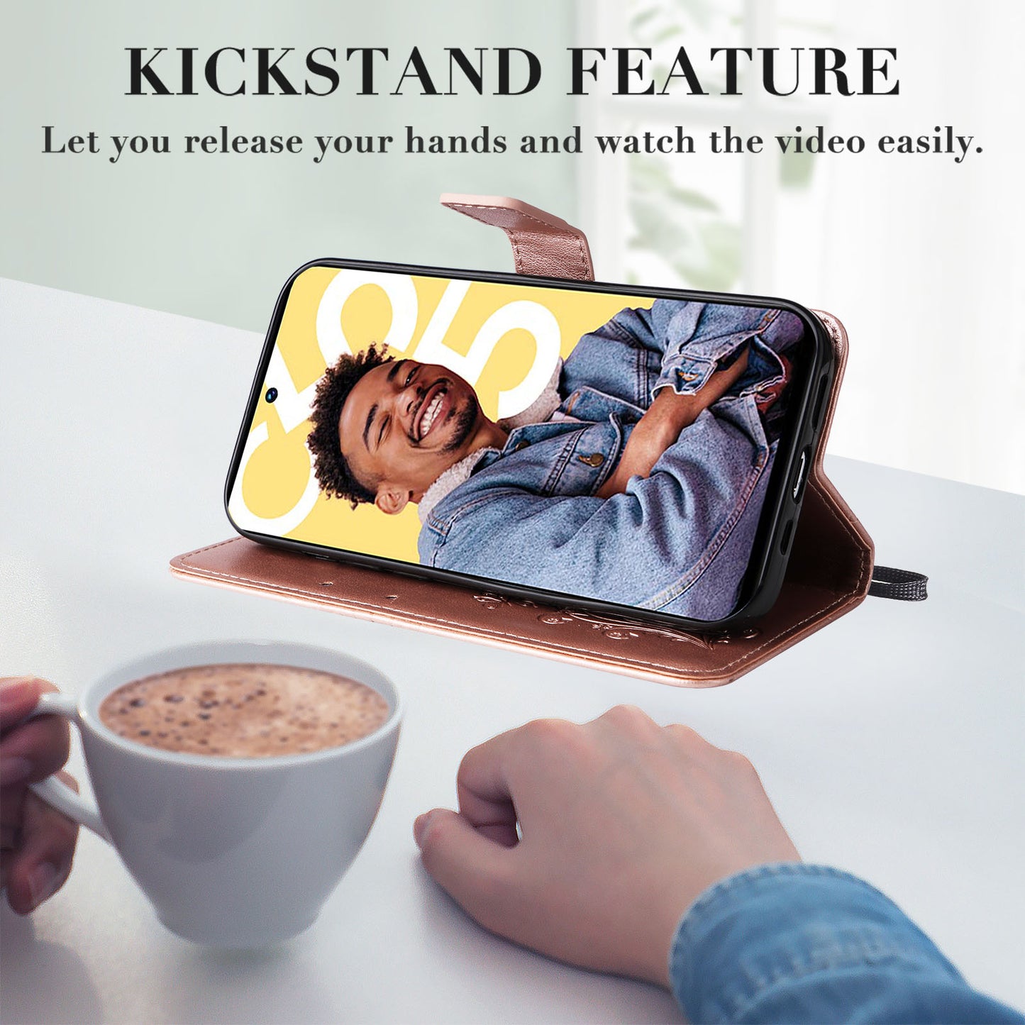 KT Imprinting Flower Series-2 For Realme C55 PU Leather Wallet Case Butterfly Imprinted Stand Phone Cover