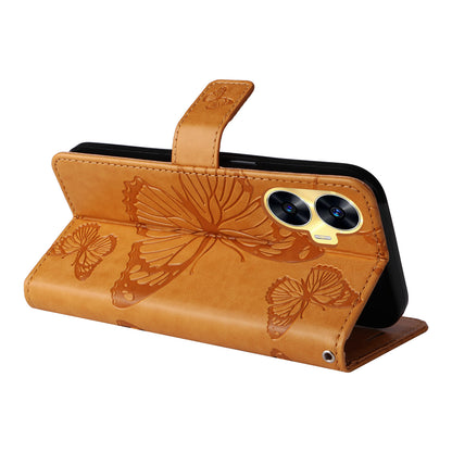 KT Imprinting Flower Series-2 For Realme C55 PU Leather Wallet Case Butterfly Imprinted Stand Phone Cover