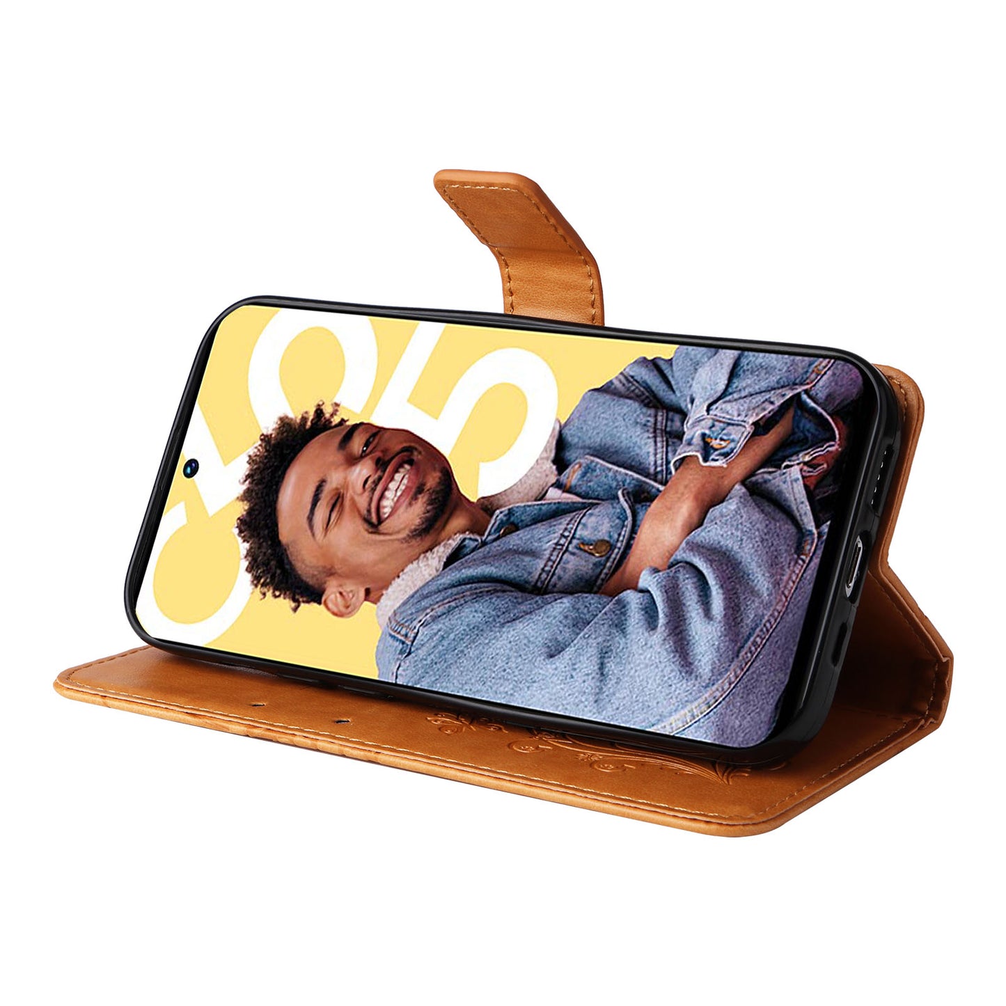 KT Imprinting Flower Series-2 For Realme C55 PU Leather Wallet Case Butterfly Imprinted Stand Phone Cover