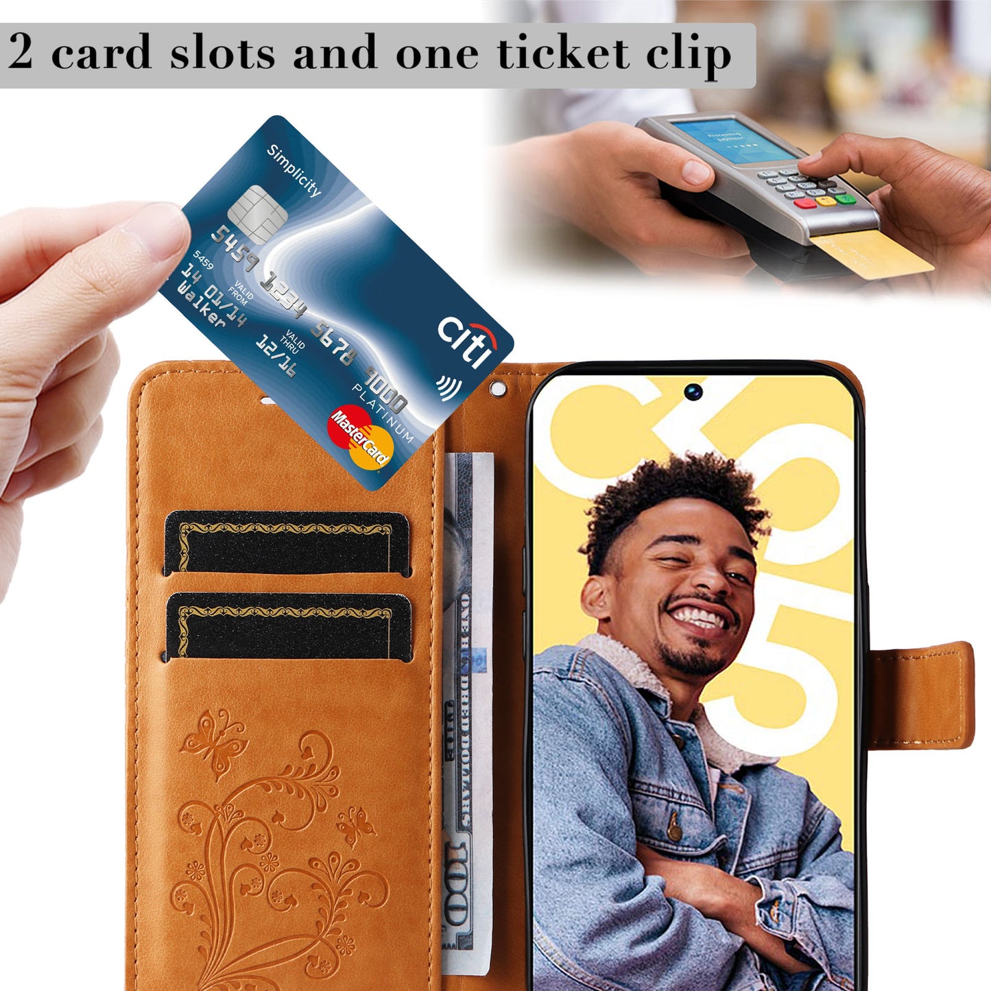 KT Imprinting Flower Series-2 For Realme C55 PU Leather Wallet Case Butterfly Imprinted Stand Phone Cover