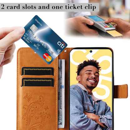 KT Imprinting Flower Series-2 For Realme C55 PU Leather Wallet Case Butterfly Imprinted Stand Phone Cover