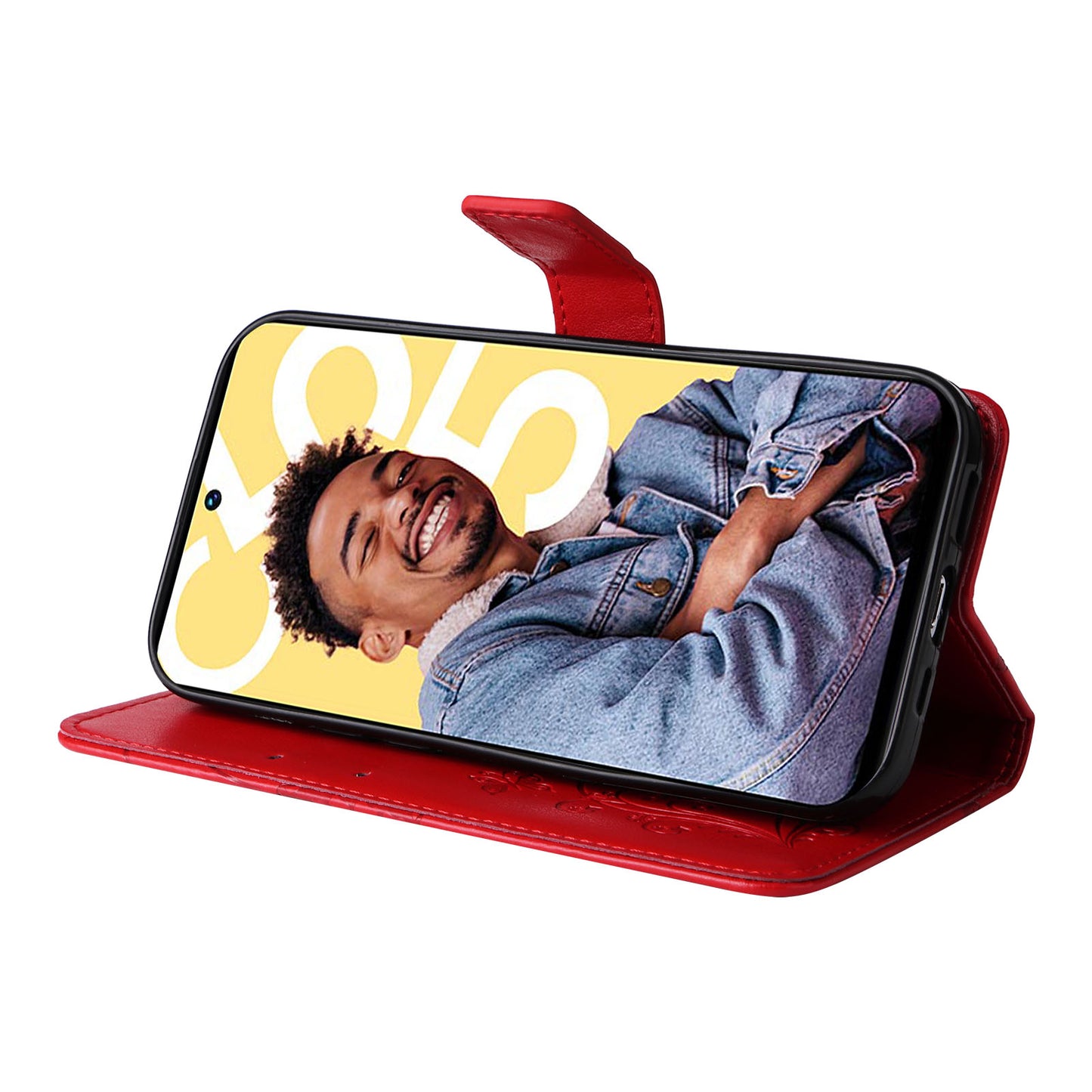 KT Imprinting Flower Series-2 For Realme C55 PU Leather Wallet Case Butterfly Imprinted Stand Phone Cover