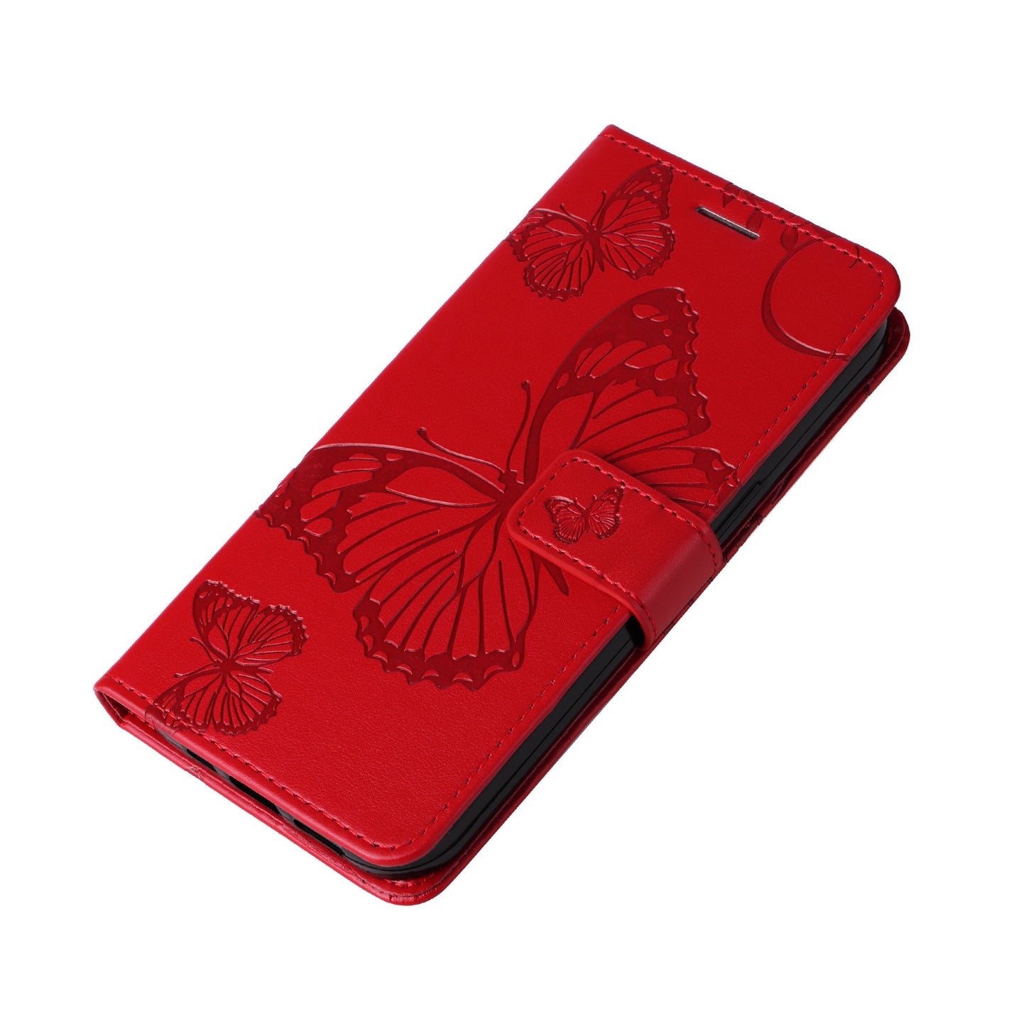 KT Imprinting Flower Series-2 For Realme C55 PU Leather Wallet Case Butterfly Imprinted Stand Phone Cover