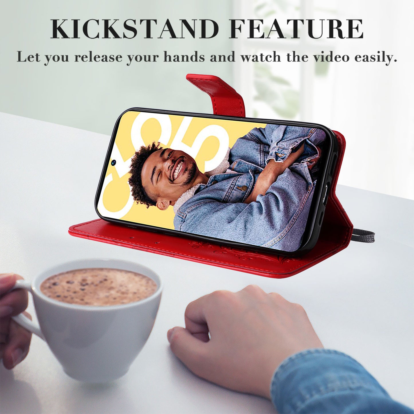 KT Imprinting Flower Series-2 For Realme C55 PU Leather Wallet Case Butterfly Imprinted Stand Phone Cover