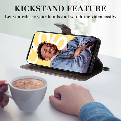 KT Imprinting Flower Series-2 For Realme C55 PU Leather Wallet Case Butterfly Imprinted Stand Phone Cover