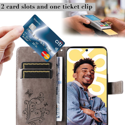 KT Imprinting Flower Series-2 For Realme C55 PU Leather Wallet Case Butterfly Imprinted Stand Phone Cover