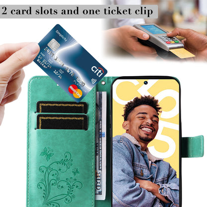 KT Imprinting Flower Series-2 For Realme C55 PU Leather Wallet Case Butterfly Imprinted Stand Phone Cover