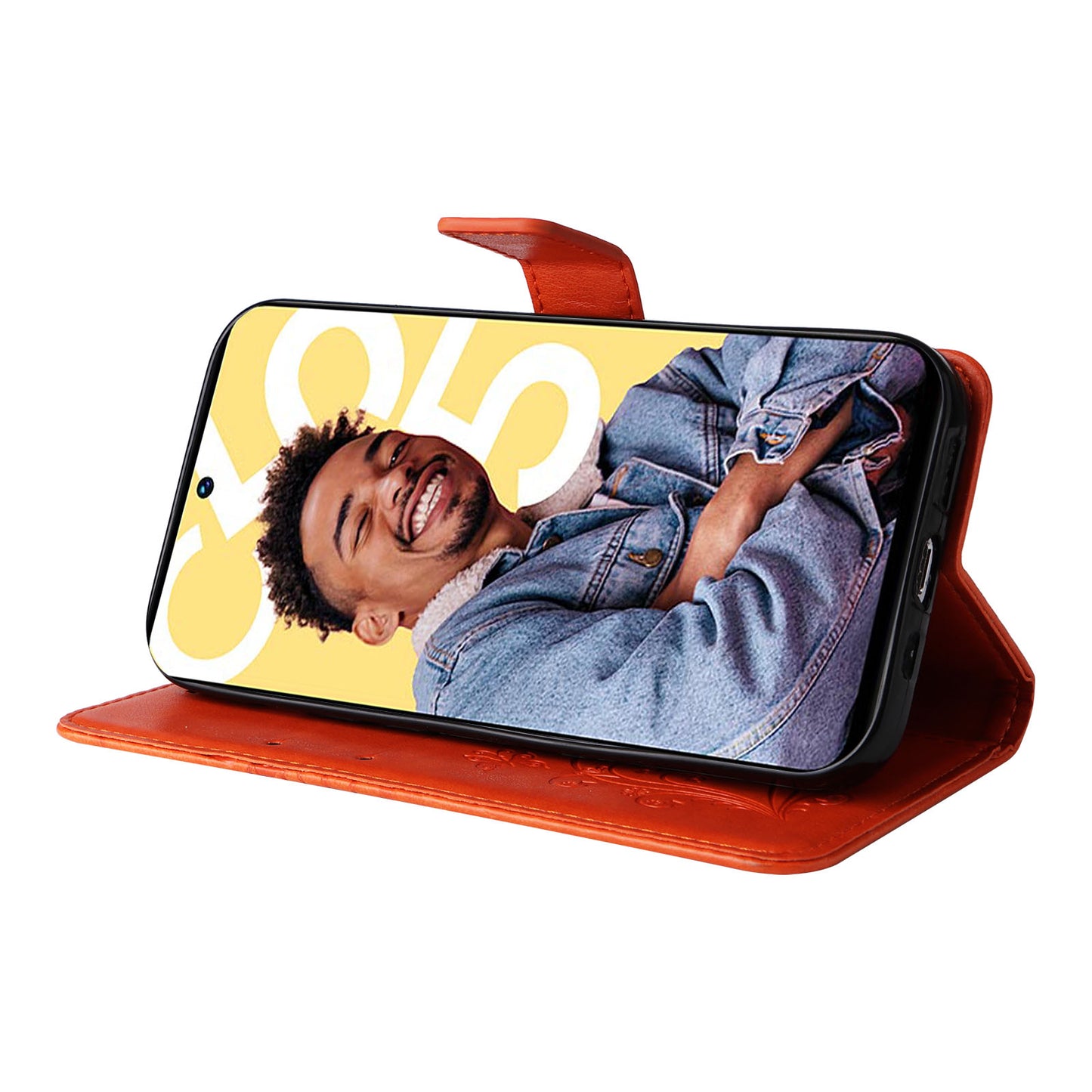 KT Imprinting Flower Series-2 For Realme C55 PU Leather Wallet Case Butterfly Imprinted Stand Phone Cover