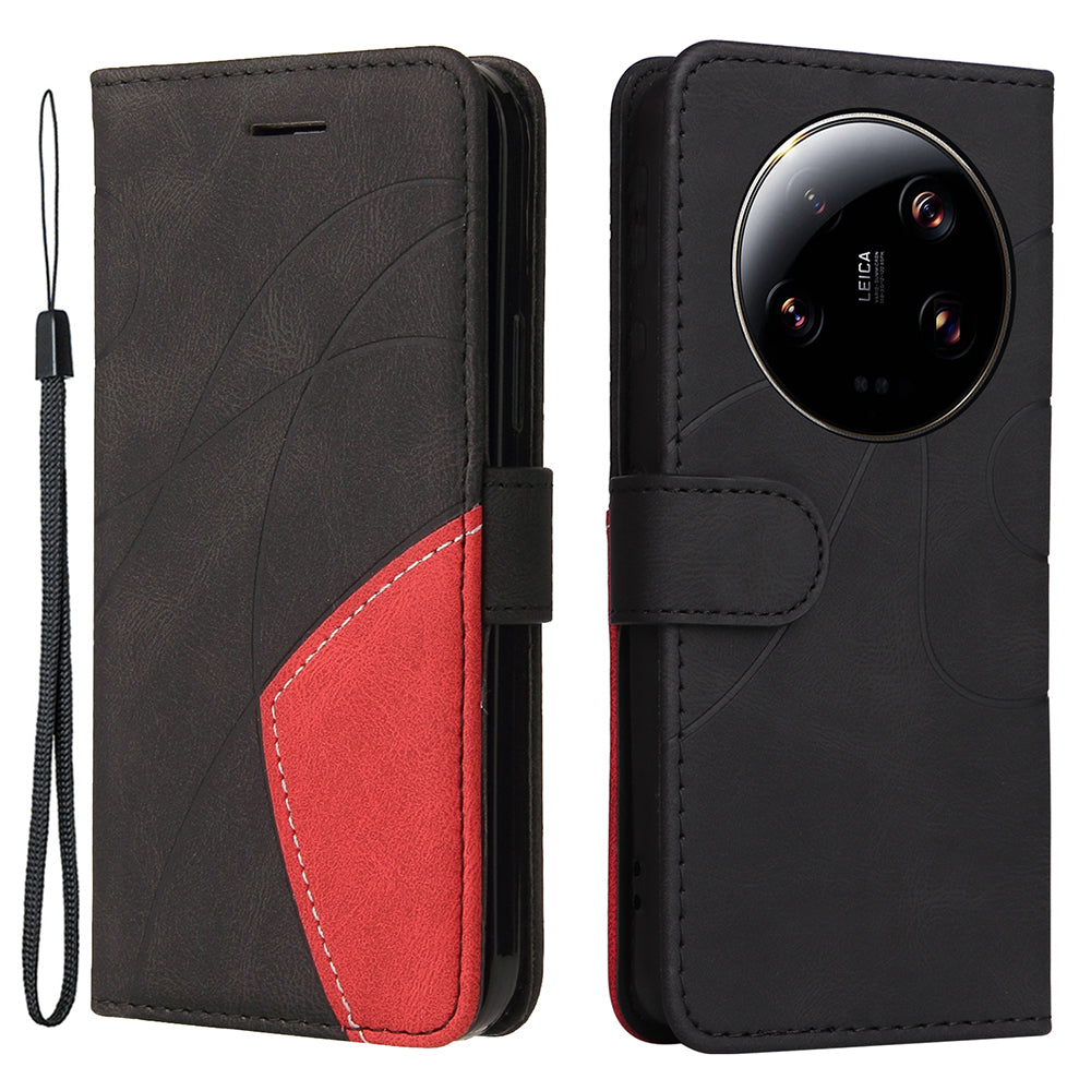 KT Leather Series-1 For Xiaomi 13 Ultra Dual-color Splicing Phone Case Leather Wallet Stand Cover