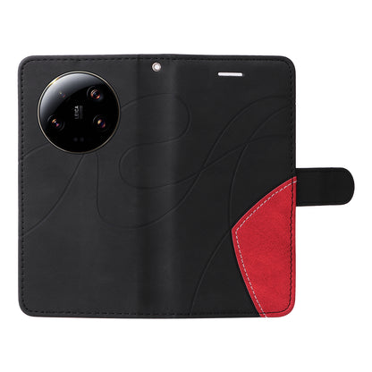 KT Leather Series-1 For Xiaomi 13 Ultra Dual-color Splicing Phone Case Leather Wallet Stand Cover