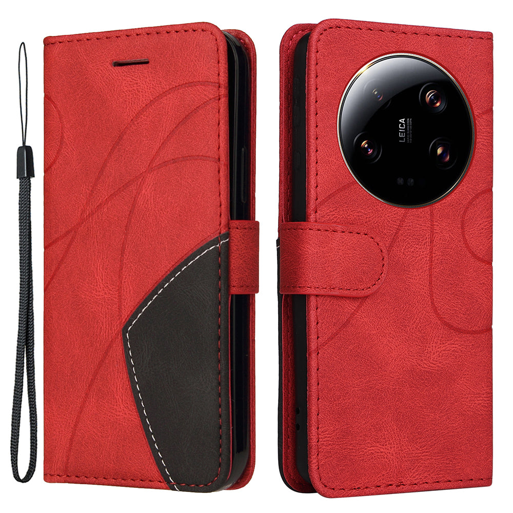 KT Leather Series-1 For Xiaomi 13 Ultra Dual-color Splicing Phone Case Leather Wallet Stand Cover