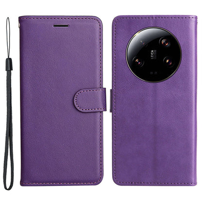 KT Leather Series-2 For Xiaomi 13 Ultra Solid Color Stand Cover PU Leather Wallet Phone Case