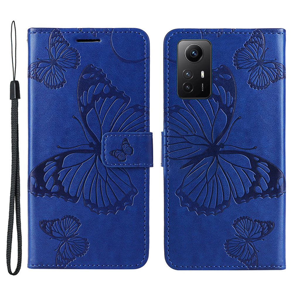 KT Imprinting Flower Series-2 For Xiaomi Redmi Note 12S 4G / Note 11 4G (Qualcomm) / Note 11S 4G Cellphone Leather Case Butterfly Imprint Wallet Stand Cover