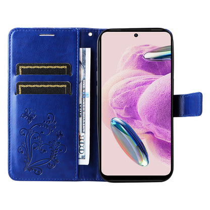 KT Imprinting Flower Series-2 For Xiaomi Redmi Note 12S 4G / Note 11 4G (Qualcomm) / Note 11S 4G Cellphone Leather Case Butterfly Imprint Wallet Stand Cover