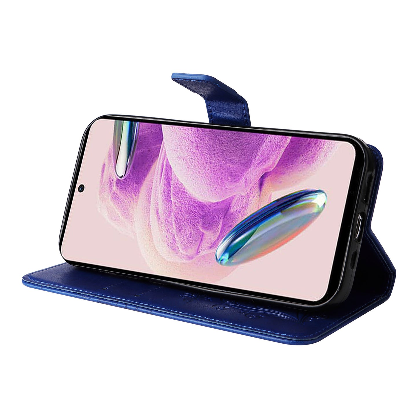 KT Imprinting Flower Series-2 For Xiaomi Redmi Note 12S 4G / Note 11 4G (Qualcomm) / Note 11S 4G Cellphone Leather Case Butterfly Imprint Wallet Stand Cover