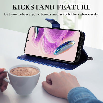 KT Imprinting Flower Series-2 For Xiaomi Redmi Note 12S 4G / Note 11 4G (Qualcomm) / Note 11S 4G Cellphone Leather Case Butterfly Imprint Wallet Stand Cover