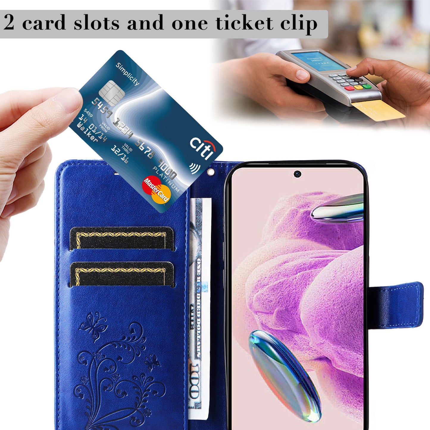 KT Imprinting Flower Series-2 For Xiaomi Redmi Note 12S 4G / Note 11 4G (Qualcomm) / Note 11S 4G Cellphone Leather Case Butterfly Imprint Wallet Stand Cover