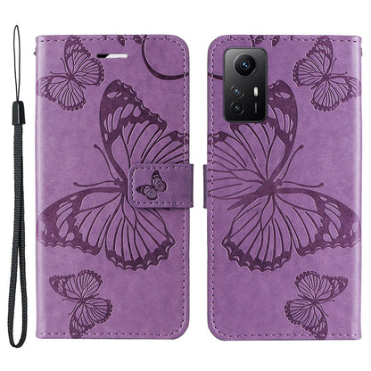 KT Imprinting Flower Series-2 For Xiaomi Redmi Note 12S 4G / Note 11 4G (Qualcomm) / Note 11S 4G Cellphone Leather Case Butterfly Imprint Wallet Stand Cover
