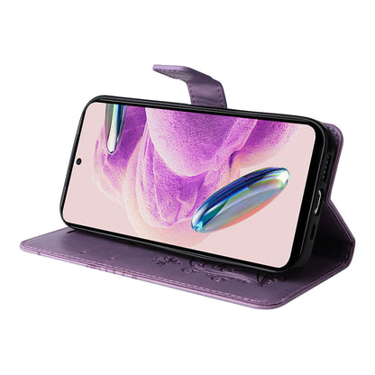 KT Imprinting Flower Series-2 For Xiaomi Redmi Note 12S 4G / Note 11 4G (Qualcomm) / Note 11S 4G Cellphone Leather Case Butterfly Imprint Wallet Stand Cover