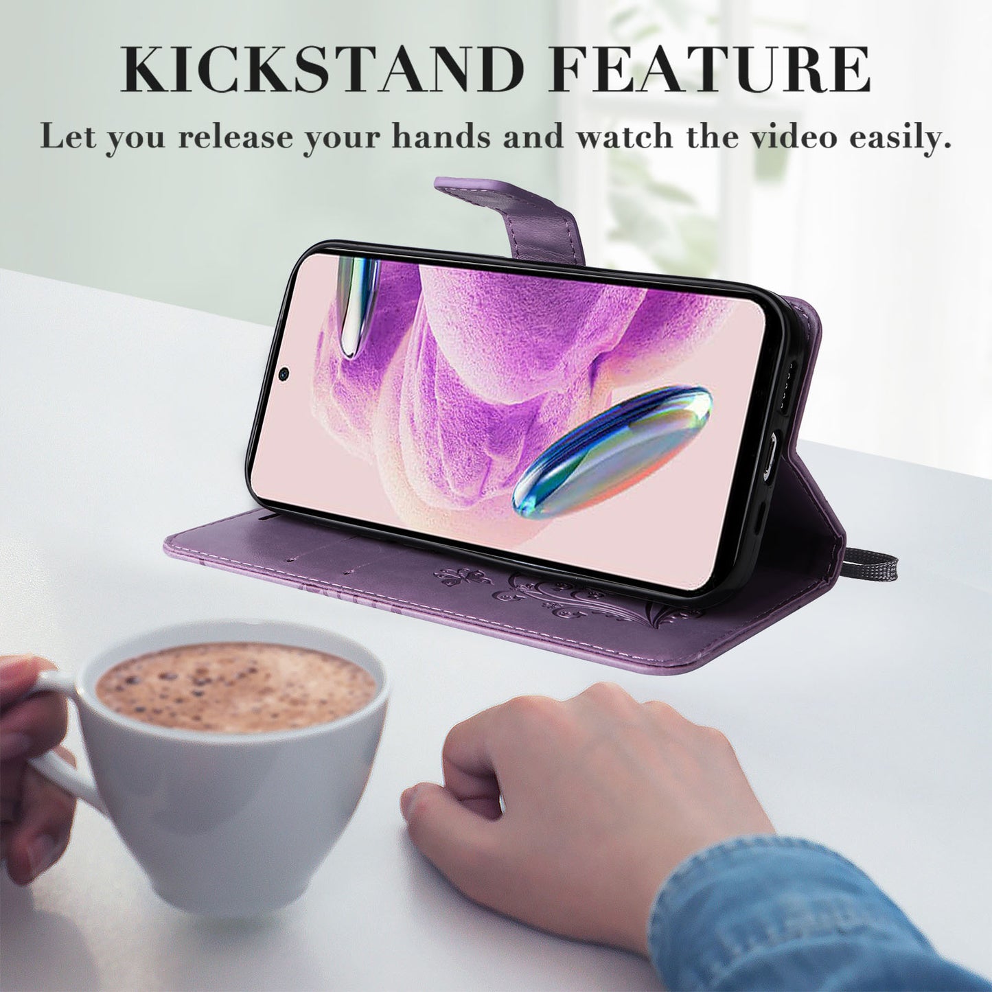 KT Imprinting Flower Series-2 For Xiaomi Redmi Note 12S 4G / Note 11 4G (Qualcomm) / Note 11S 4G Cellphone Leather Case Butterfly Imprint Wallet Stand Cover