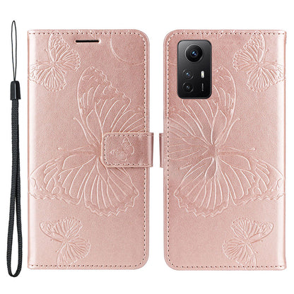KT Imprinting Flower Series-2 For Xiaomi Redmi Note 12S 4G / Note 11 4G (Qualcomm) / Note 11S 4G Cellphone Leather Case Butterfly Imprint Wallet Stand Cover