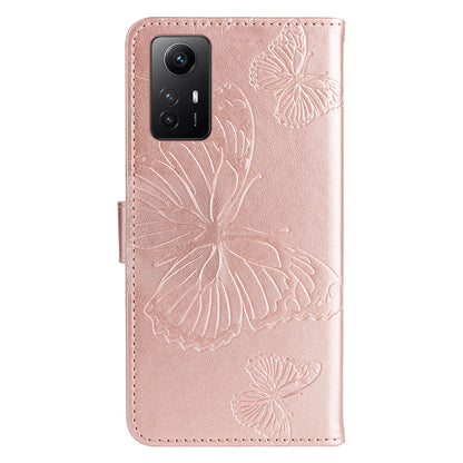 KT Imprinting Flower Series-2 For Xiaomi Redmi Note 12S 4G / Note 11 4G (Qualcomm) / Note 11S 4G Cellphone Leather Case Butterfly Imprint Wallet Stand Cover