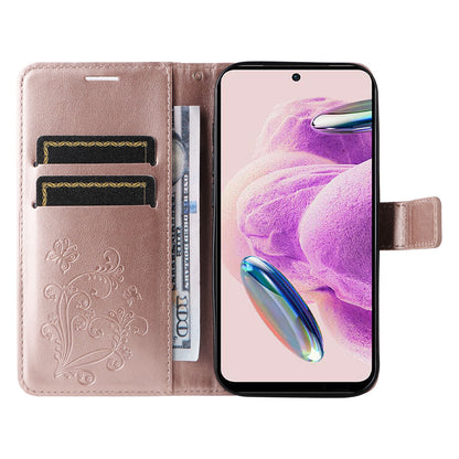 KT Imprinting Flower Series-2 For Xiaomi Redmi Note 12S 4G / Note 11 4G (Qualcomm) / Note 11S 4G Cellphone Leather Case Butterfly Imprint Wallet Stand Cover