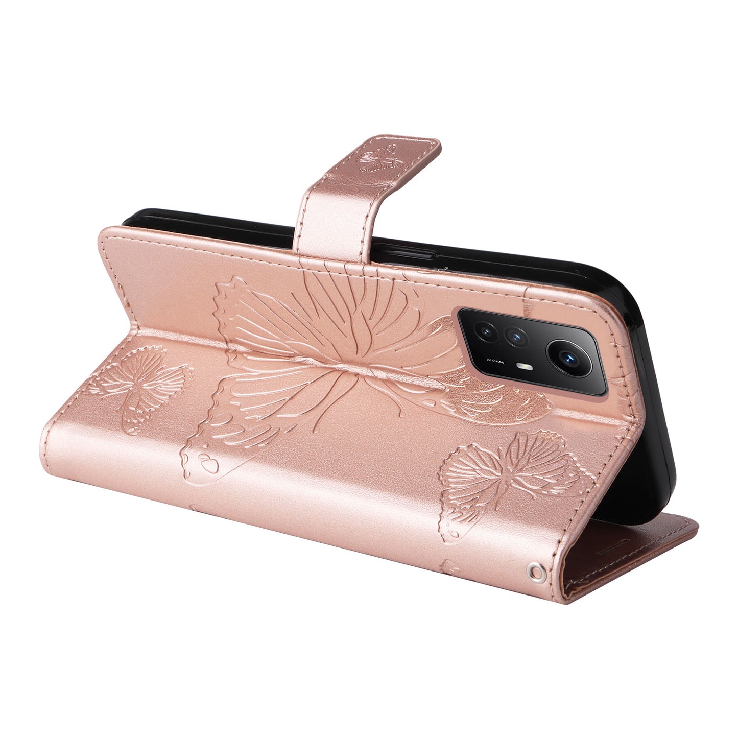 KT Imprinting Flower Series-2 For Xiaomi Redmi Note 12S 4G / Note 11 4G (Qualcomm) / Note 11S 4G Cellphone Leather Case Butterfly Imprint Wallet Stand Cover