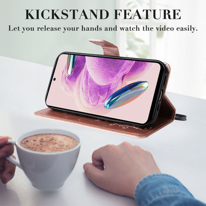 KT Imprinting Flower Series-2 For Xiaomi Redmi Note 12S 4G / Note 11 4G (Qualcomm) / Note 11S 4G Cellphone Leather Case Butterfly Imprint Wallet Stand Cover