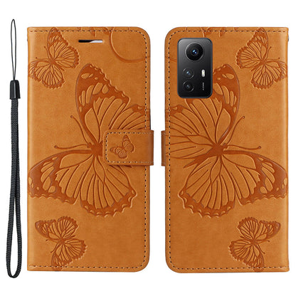 KT Imprinting Flower Series-2 For Xiaomi Redmi Note 12S 4G / Note 11 4G (Qualcomm) / Note 11S 4G Cellphone Leather Case Butterfly Imprint Wallet Stand Cover