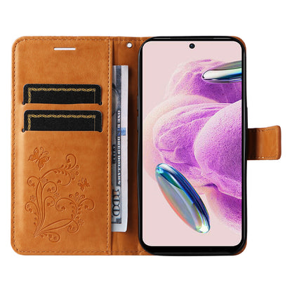 KT Imprinting Flower Series-2 For Xiaomi Redmi Note 12S 4G / Note 11 4G (Qualcomm) / Note 11S 4G Cellphone Leather Case Butterfly Imprint Wallet Stand Cover