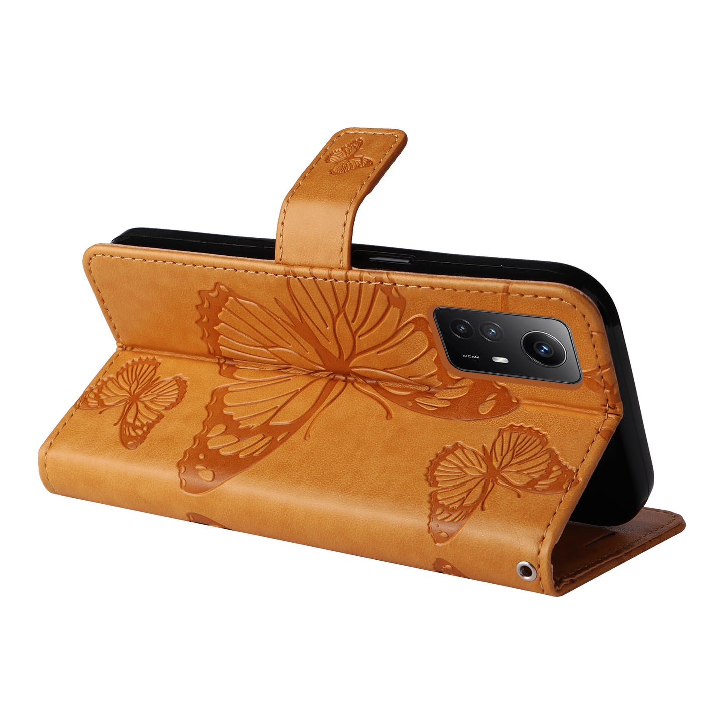 KT Imprinting Flower Series-2 For Xiaomi Redmi Note 12S 4G / Note 11 4G (Qualcomm) / Note 11S 4G Cellphone Leather Case Butterfly Imprint Wallet Stand Cover