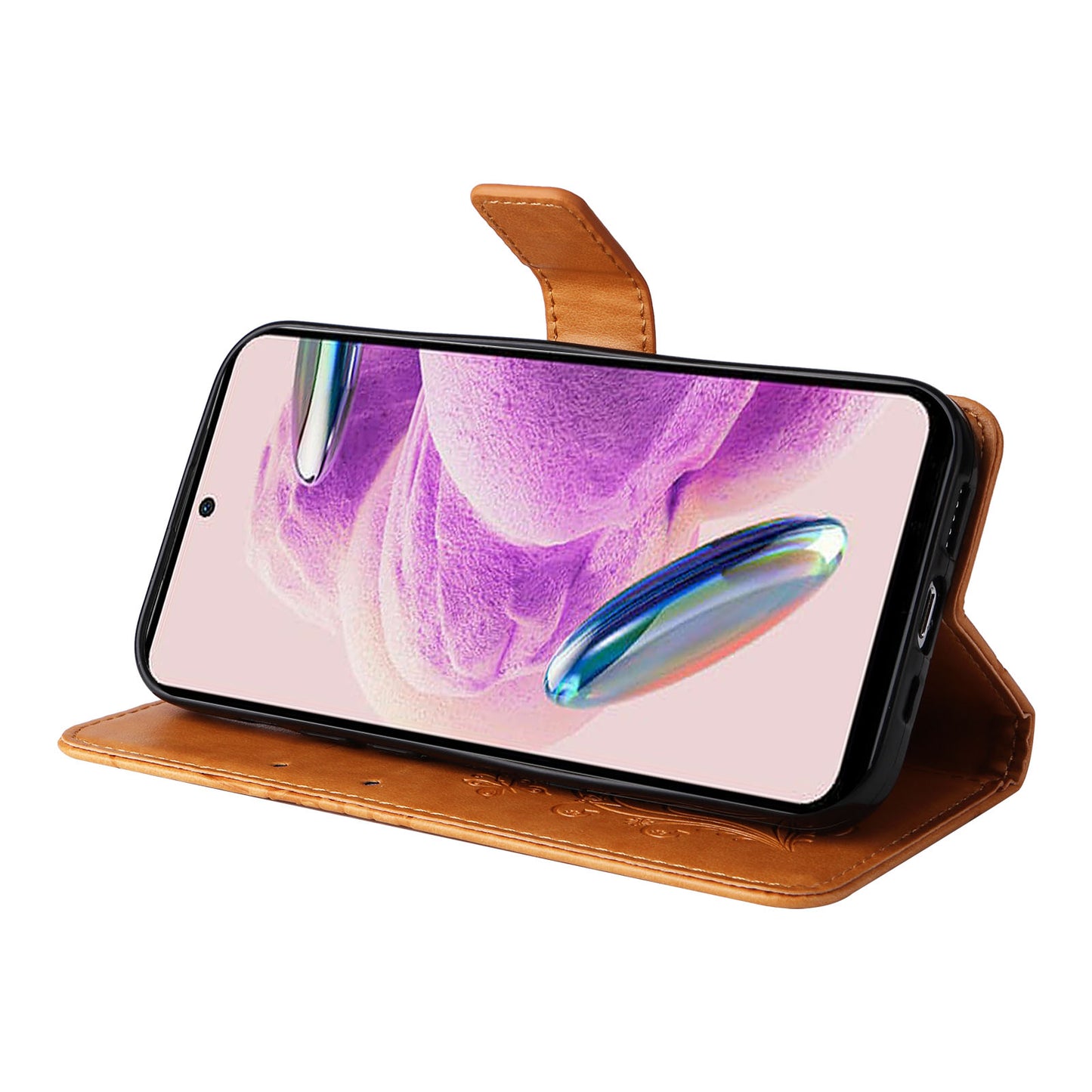 KT Imprinting Flower Series-2 For Xiaomi Redmi Note 12S 4G / Note 11 4G (Qualcomm) / Note 11S 4G Cellphone Leather Case Butterfly Imprint Wallet Stand Cover