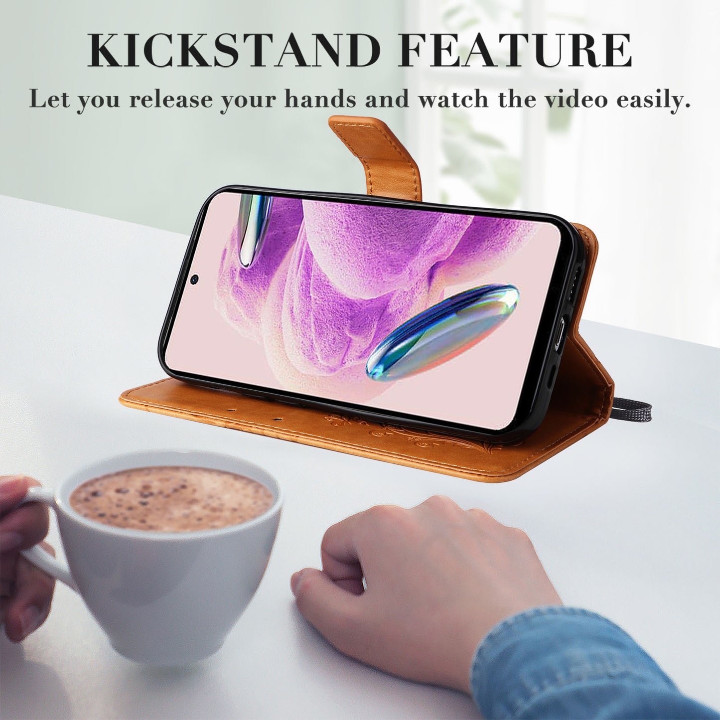 KT Imprinting Flower Series-2 For Xiaomi Redmi Note 12S 4G / Note 11 4G (Qualcomm) / Note 11S 4G Cellphone Leather Case Butterfly Imprint Wallet Stand Cover
