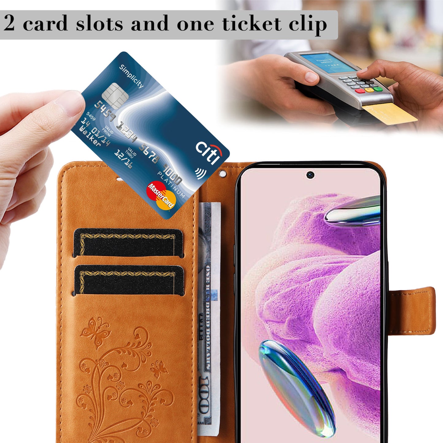 KT Imprinting Flower Series-2 For Xiaomi Redmi Note 12S 4G / Note 11 4G (Qualcomm) / Note 11S 4G Cellphone Leather Case Butterfly Imprint Wallet Stand Cover