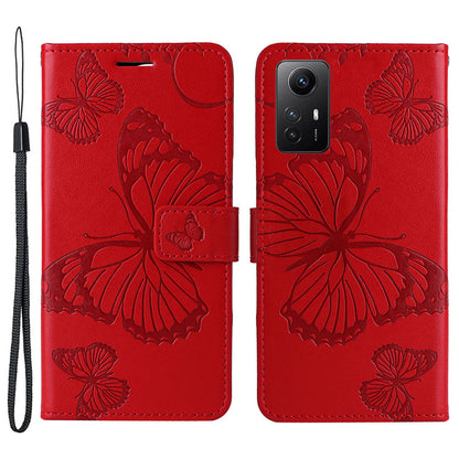 KT Imprinting Flower Series-2 For Xiaomi Redmi Note 12S 4G / Note 11 4G (Qualcomm) / Note 11S 4G Cellphone Leather Case Butterfly Imprint Wallet Stand Cover