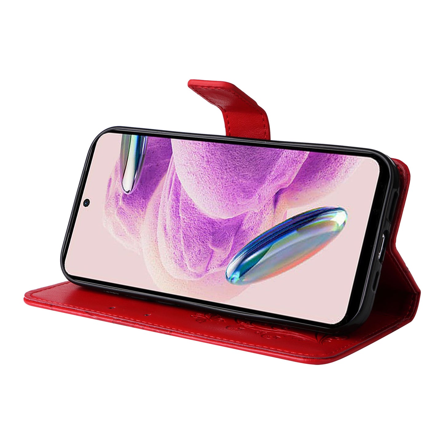 KT Imprinting Flower Series-2 For Xiaomi Redmi Note 12S 4G / Note 11 4G (Qualcomm) / Note 11S 4G Cellphone Leather Case Butterfly Imprint Wallet Stand Cover