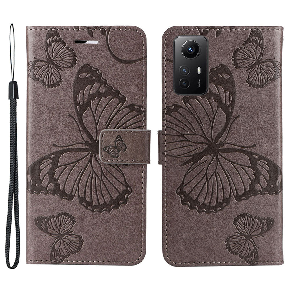 KT Imprinting Flower Series-2 For Xiaomi Redmi Note 12S 4G / Note 11 4G (Qualcomm) / Note 11S 4G Cellphone Leather Case Butterfly Imprint Wallet Stand Cover